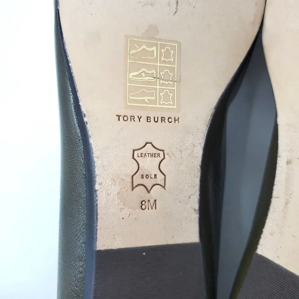Tory Burch Eleanor Loafers Flat Goat Leather Moss Olive Green Gold 84922 Size 8
